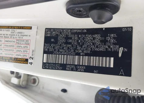 2010 Toyota 4Runner Limited V6 from USA, damaged, VIN JTEBU5JRXA5032400